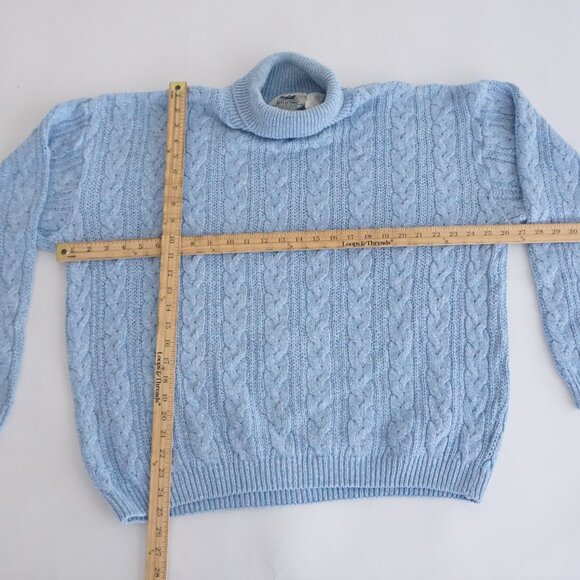Vintage Northern Reflections Blue Cable Knit Turtleneck Preppy Sweater Cozy XL - Picture 3 of 9